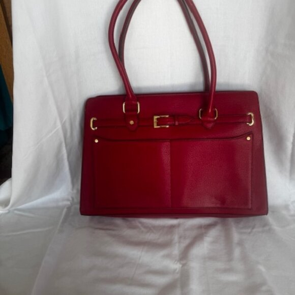 Liz Clairborne  red leather computer bag - Picture 1 of 2